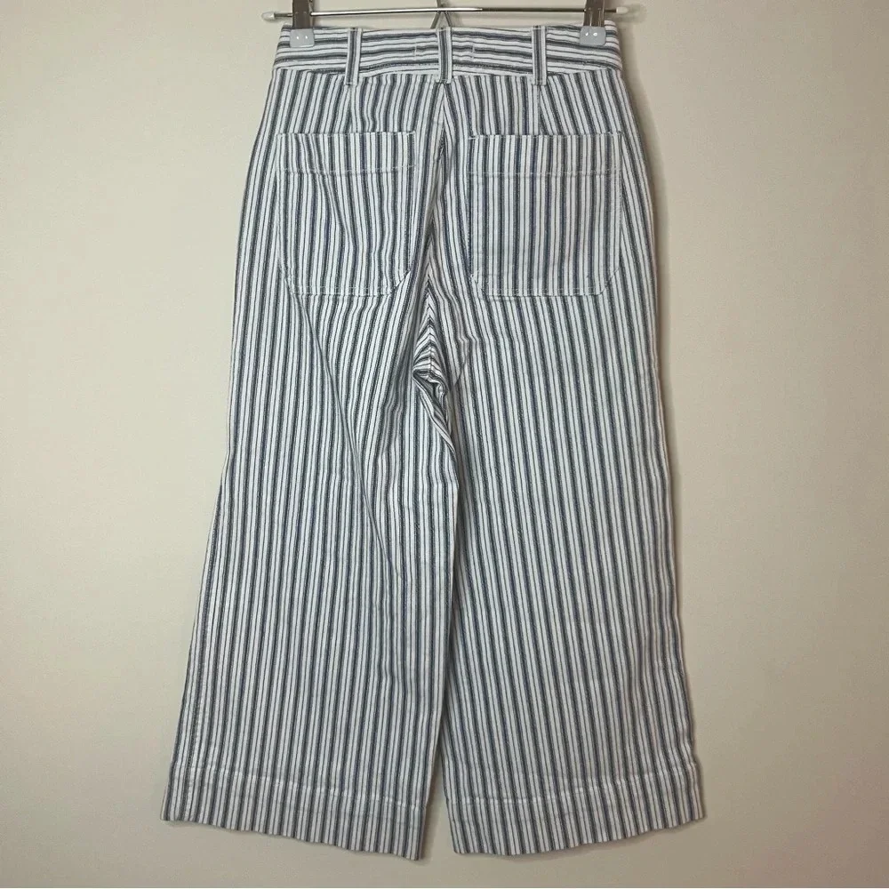 MADEWELL Emmett Railroad Stripe Wide Leg Cropped Jeans